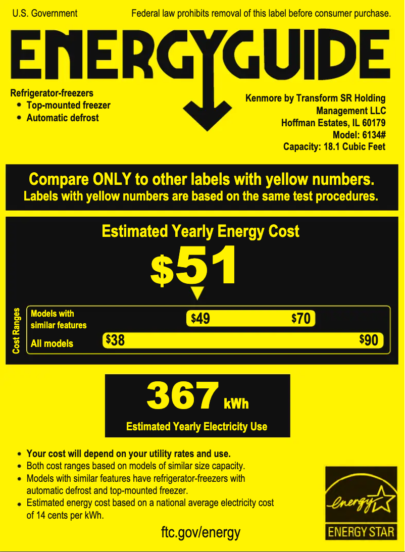 Page 1 de la notice Manuel utilisateur Kenmore 61349