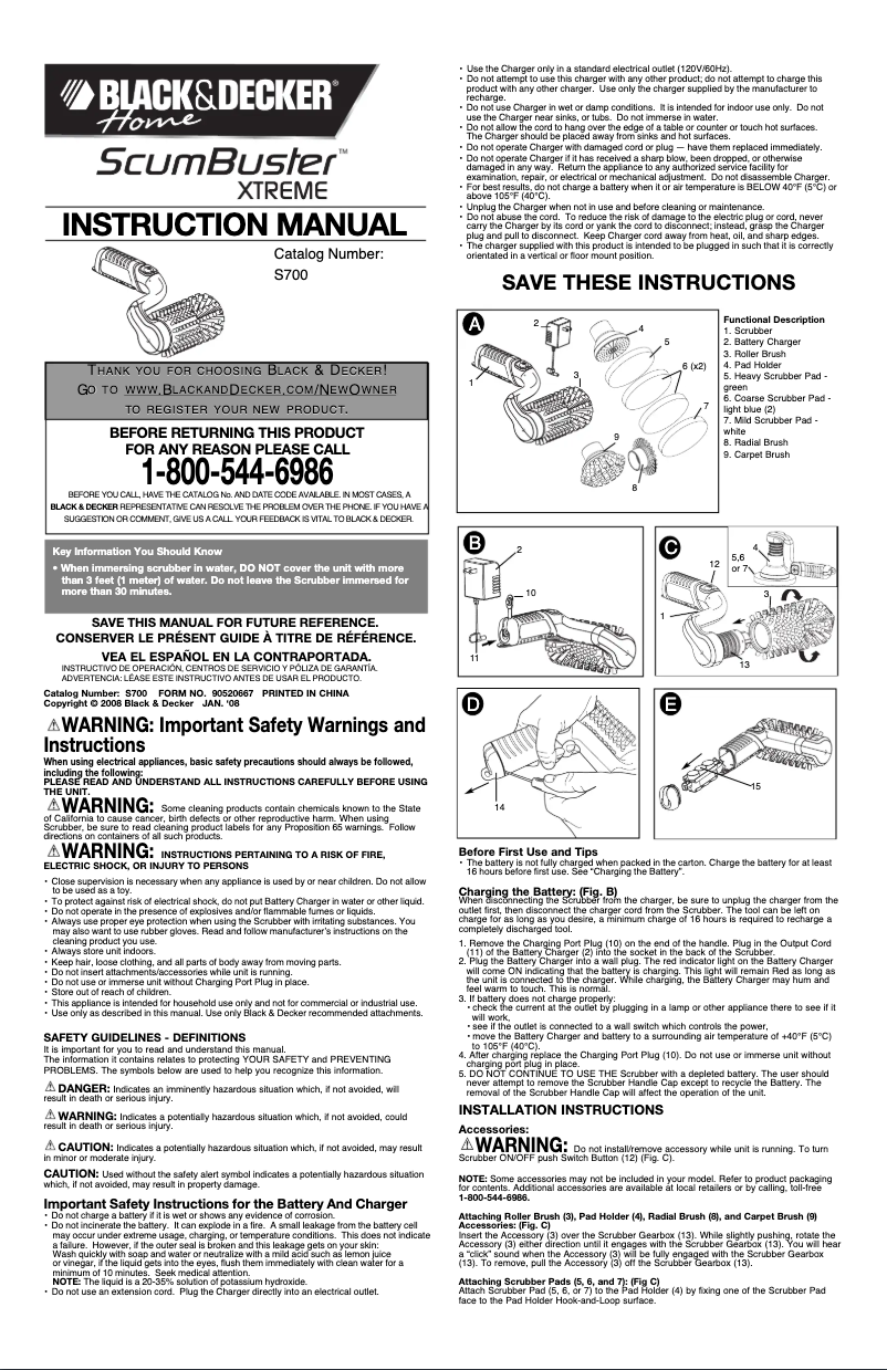 Image de la première page du manuel de l'appareil ScumBuster S700
