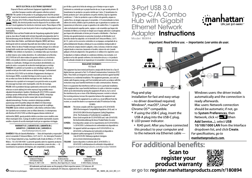 Page 1 de la notice Manuel utilisateur Manhattan 180894