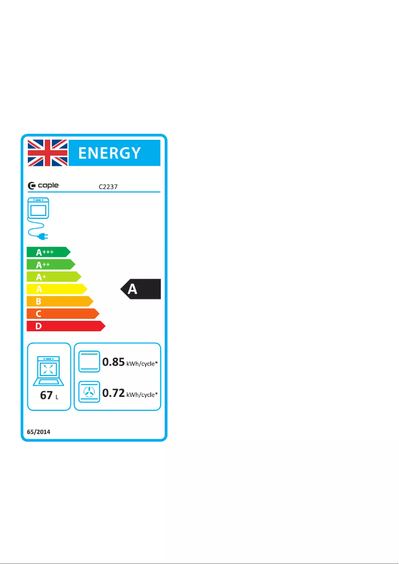 Page 1 de la notice Label énergétique Caple C2237