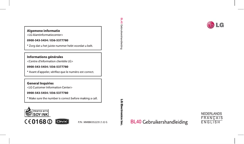 Page n°1 - Manuel utilisateur LG New Chocolate