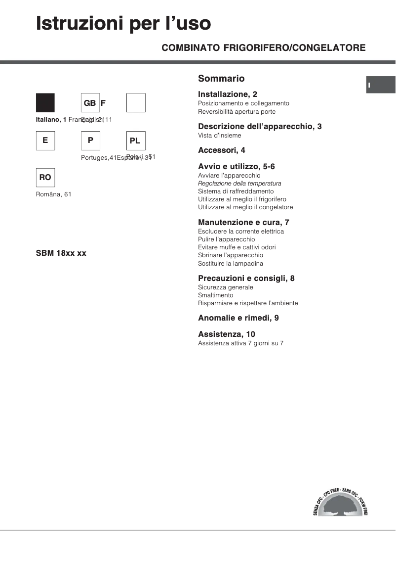 Page 1 de la notice Manuel utilisateur Hotpoint Ariston SBM 1821 V/HA
