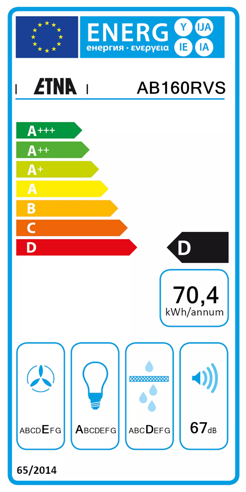 Page n°1 - Label énergétique Etna AB160RVS