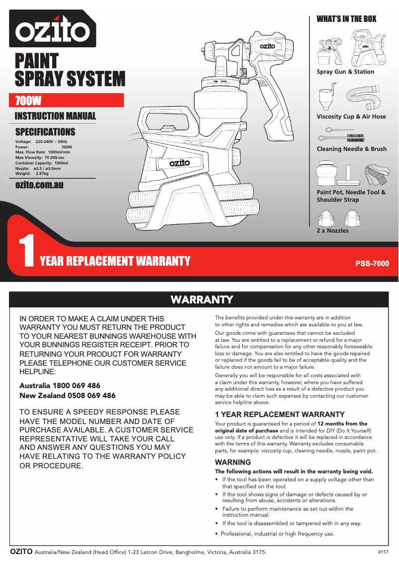 Imagen de la primera página del manual del dispositivo PSS-7000