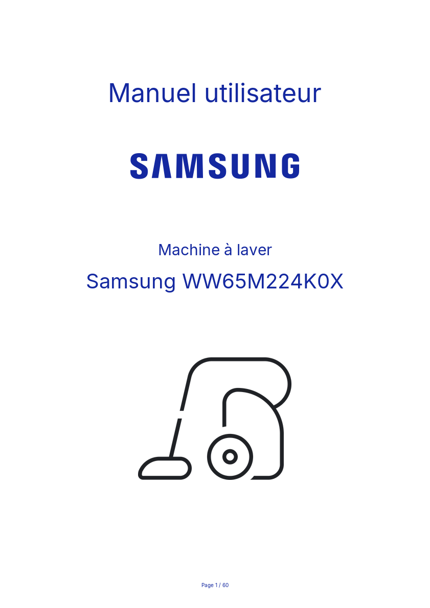 Page n°1 - Manuel utilisateur Samsung WW65M224K0X