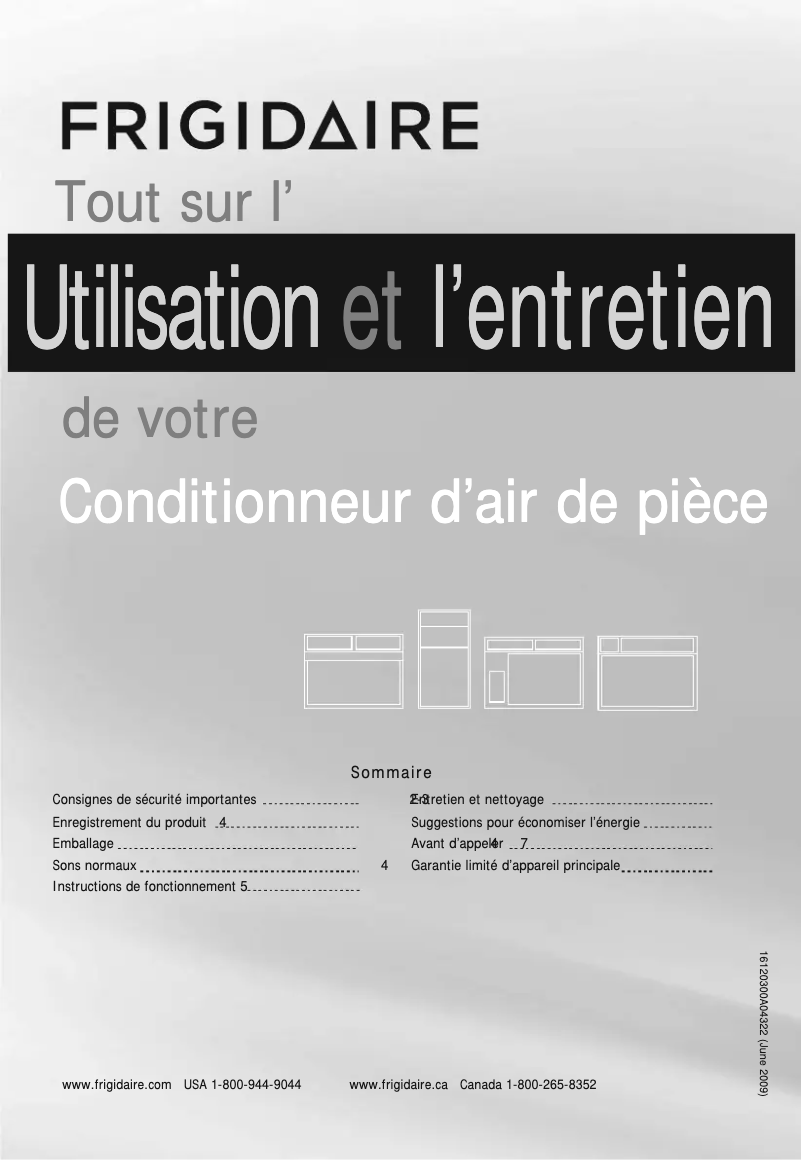 Page n°1 - Manuel utilisateur Frigidaire FFRA05L1R1