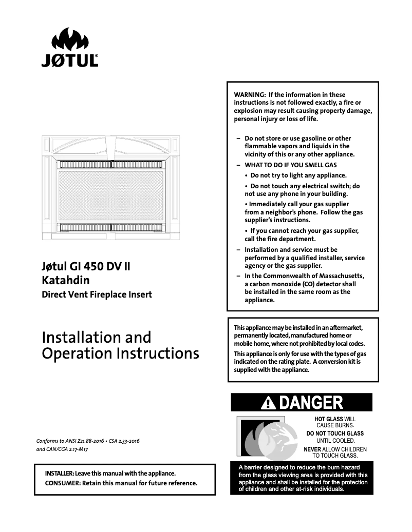 Page 1 de la notice Manuel utilisateur Jøtul GI 450 DV II IPI Katahdin