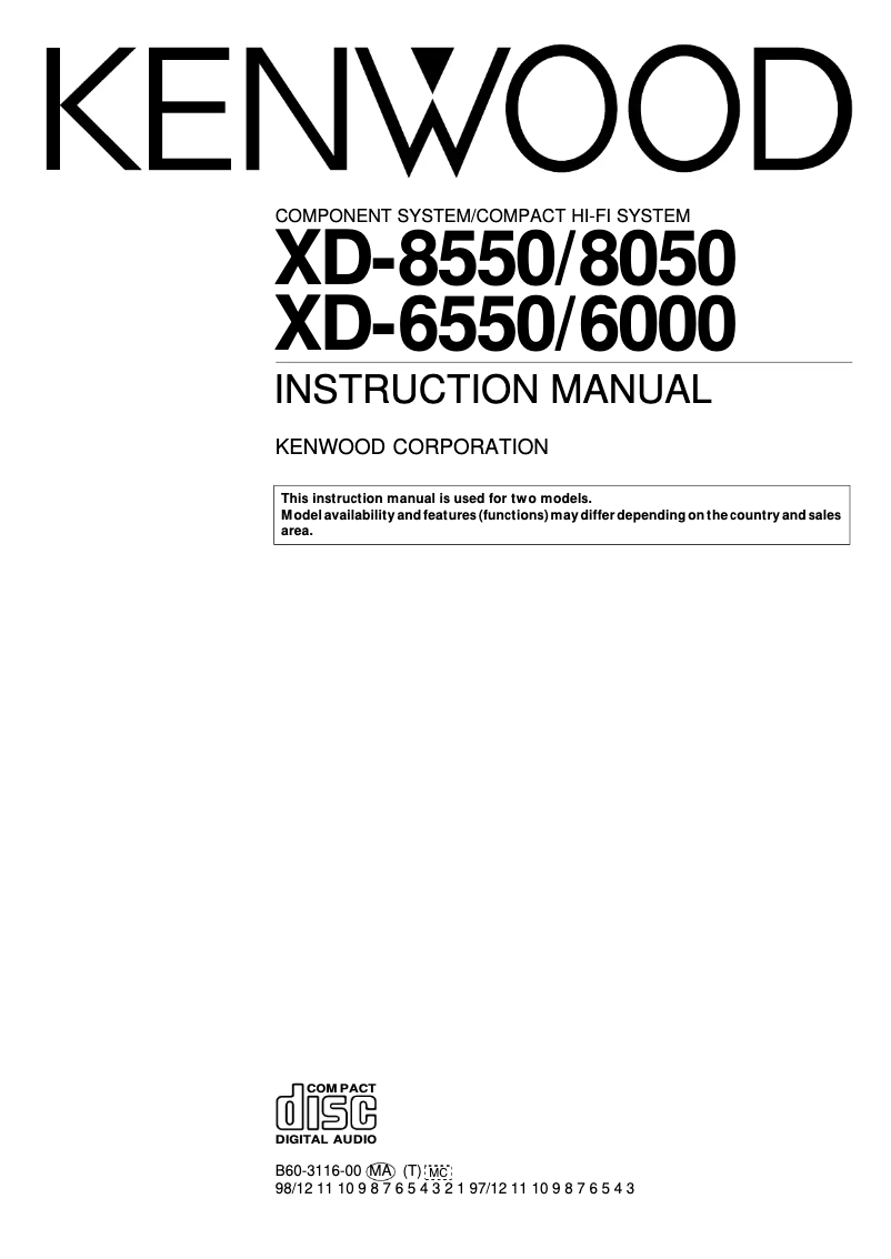 Page 1 de la notice Manuel utilisateur Kenwood XD-6550