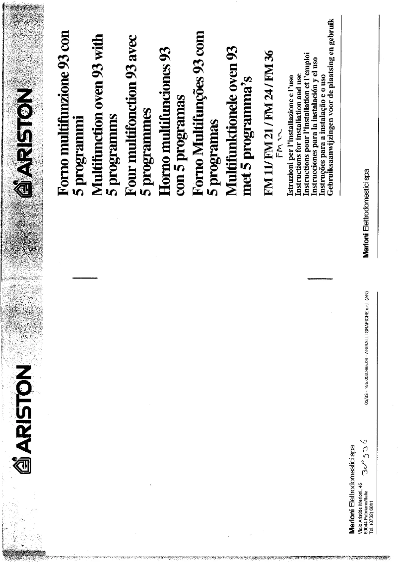 Page 1 de la notice Manuel utilisateur Ariston Thermo FM 24
