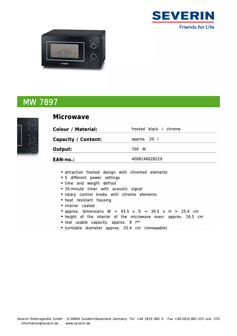 Image de la première page du manuel de l'appareil MW 7897