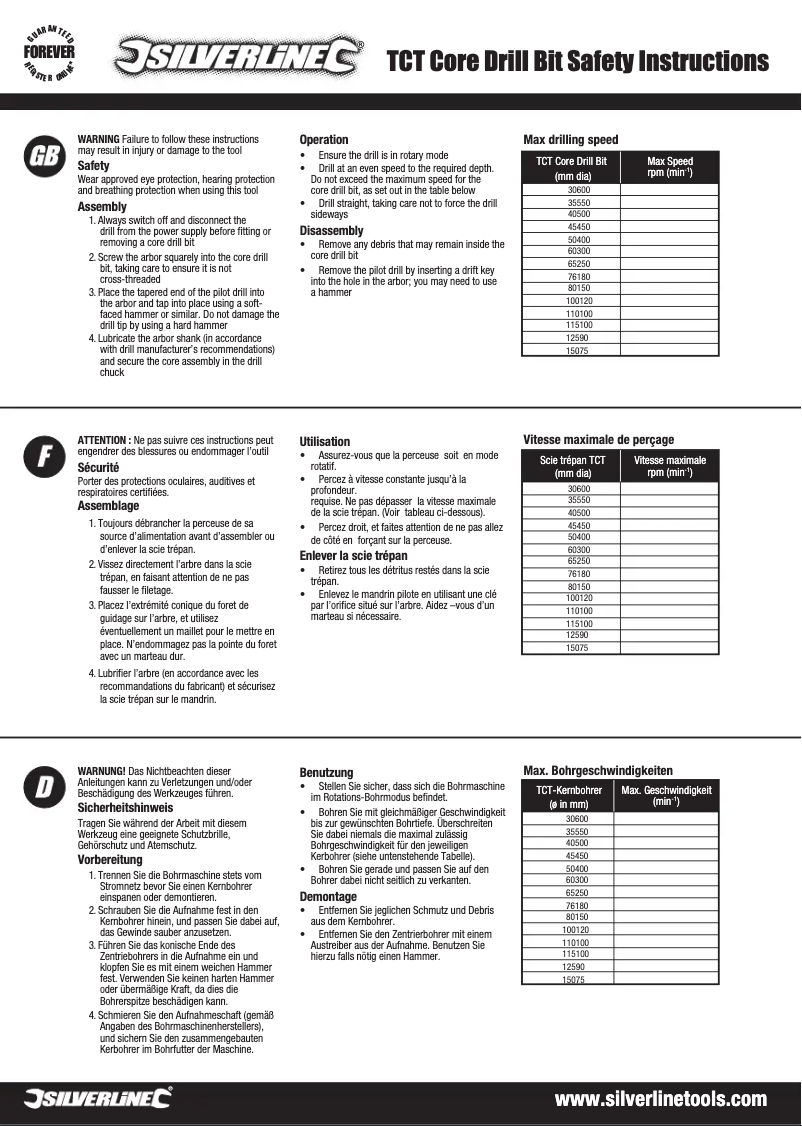 Page 1 de la notice Manuel utilisateur Silverline 447141