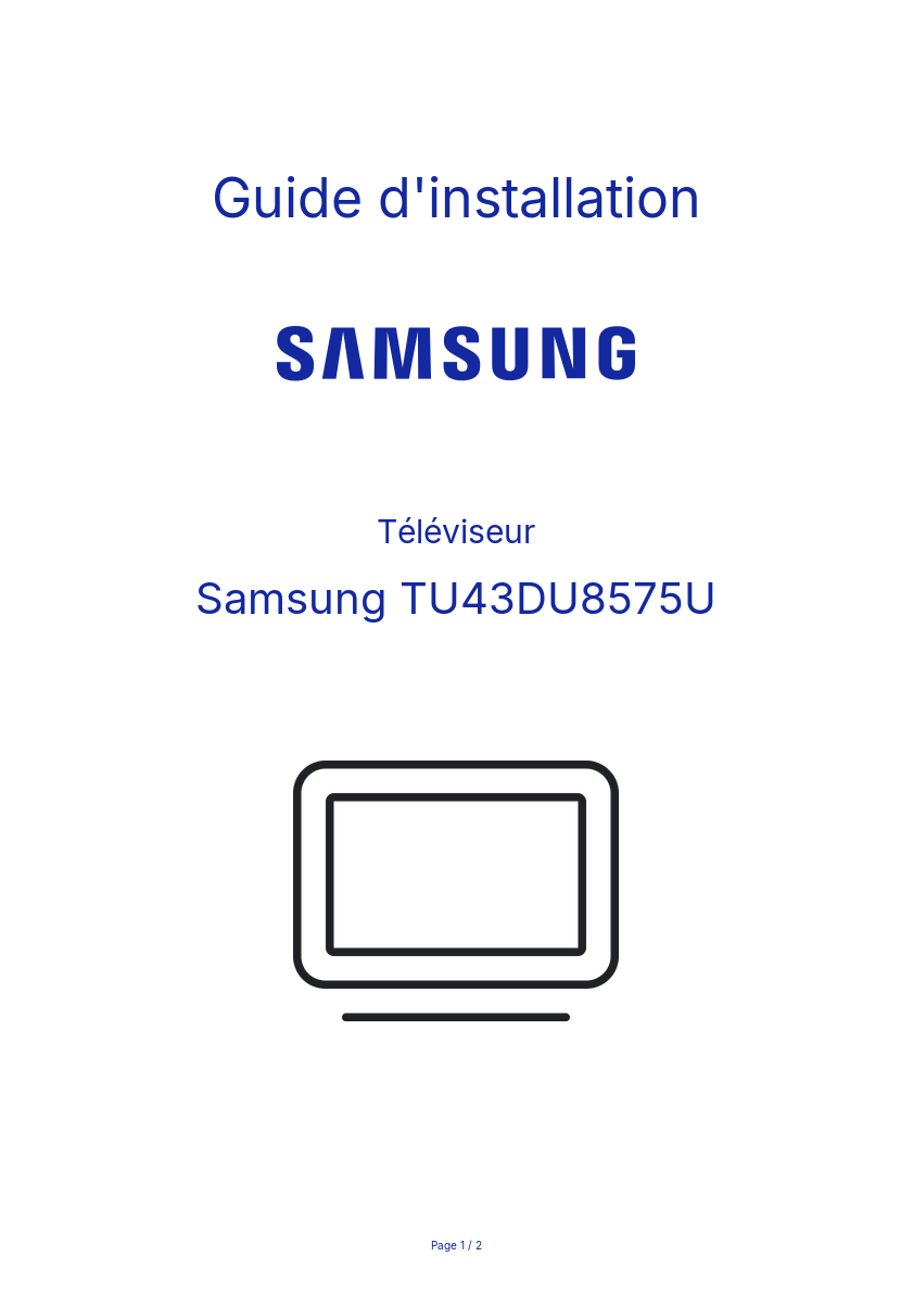 Page n°1 - Guide d'installation Samsung TU43DU8575U