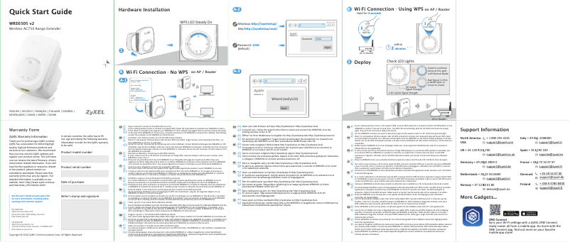 Page 1 de la notice Guide de démarrage rapide ZyXEL WRE6505 v2