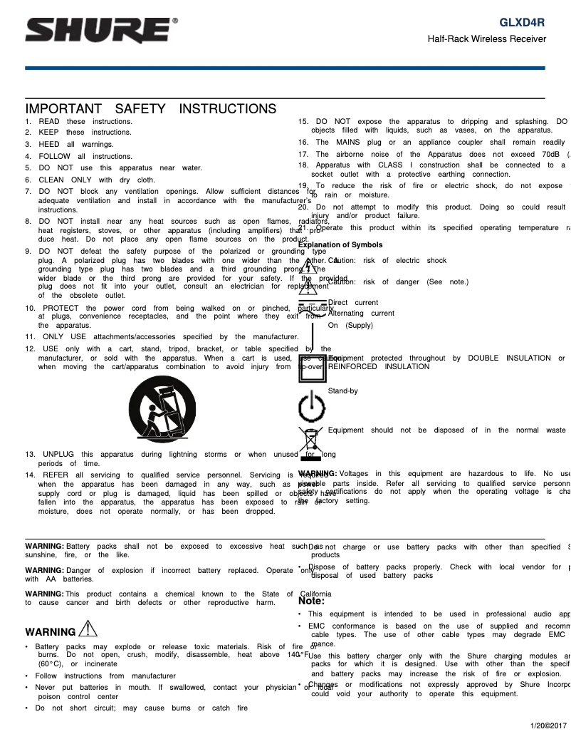 Image de la première page du manuel de l'appareil GLXD14R