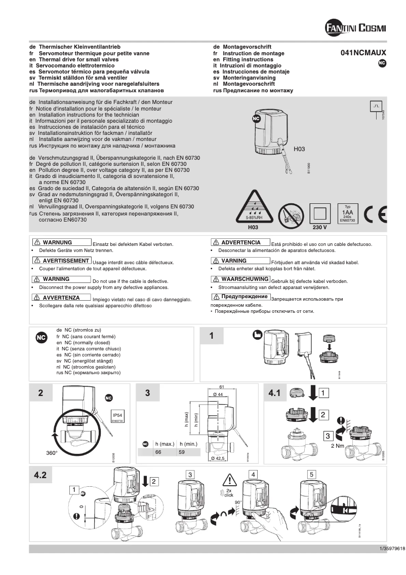 Image de la première page du manuel de l'appareil O41NCMAUX