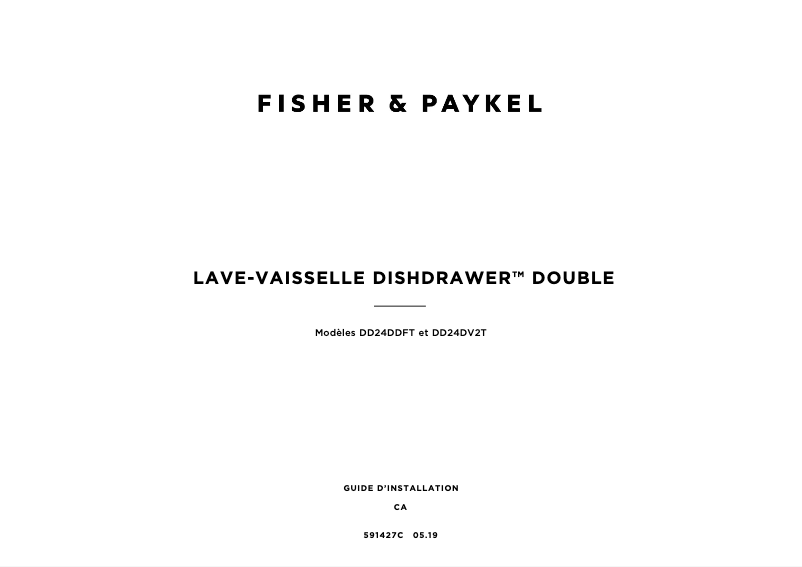 Page 1 de la notice Guide d'installation Fisher & Paykel DD24SV2T9 N