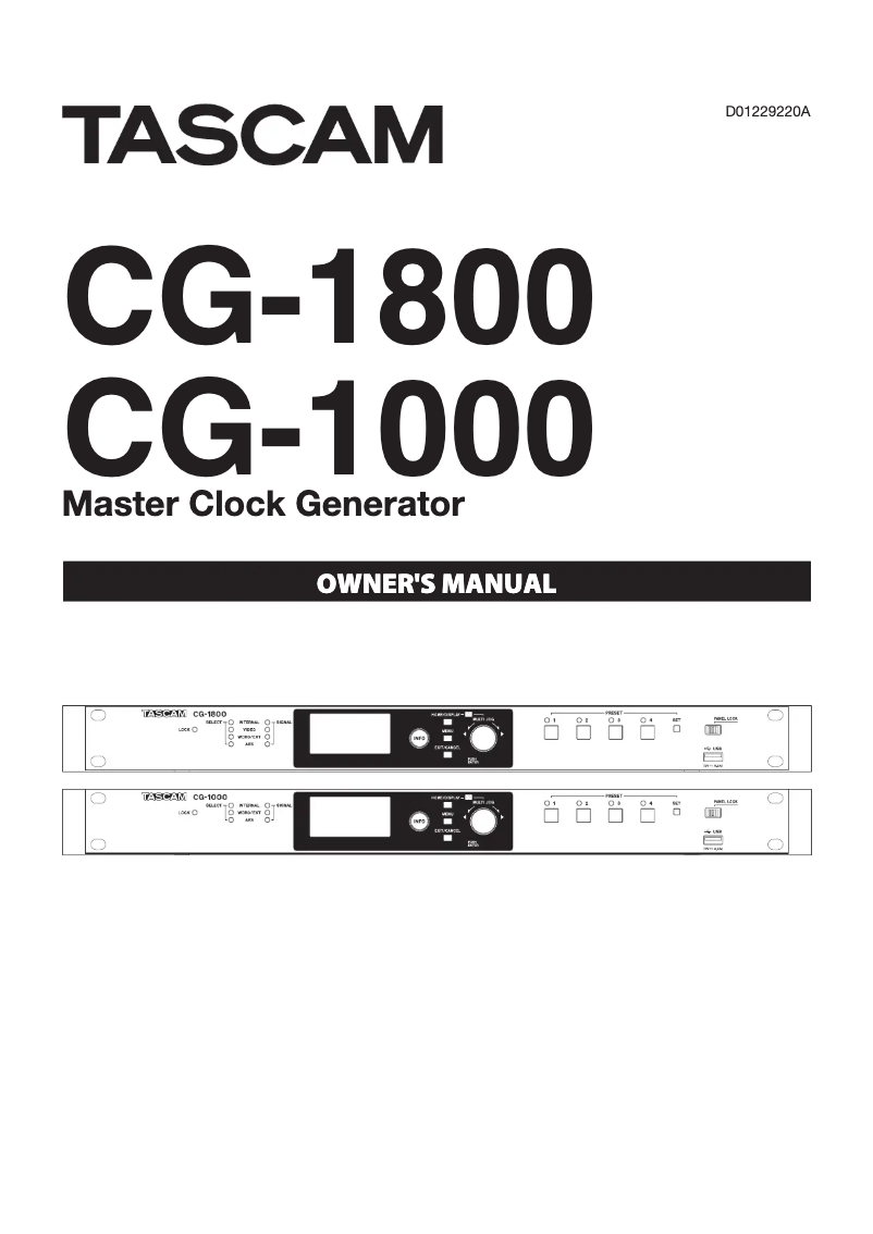 Image de la première page du manuel de l'appareil CG-1000