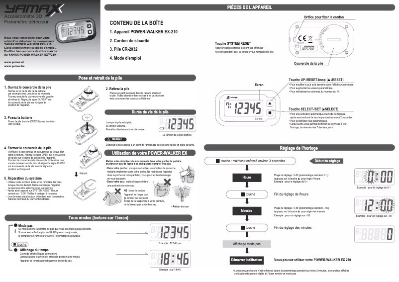 Page 1 de la notice Manuel utilisateur Yamax Power-Walker EX-210