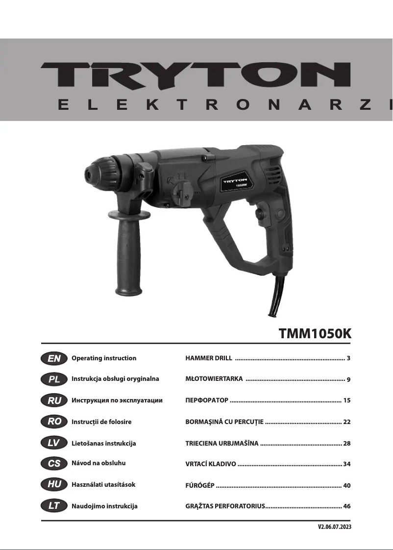 Page 1 de la notice Manuel utilisateur Tryton TMM1050K