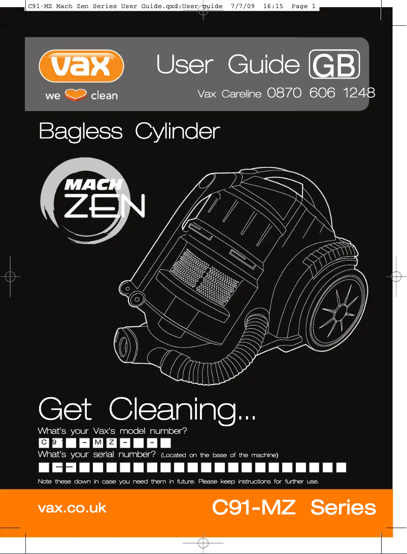 Página 1 del manual Manual de usuario Vax Zen