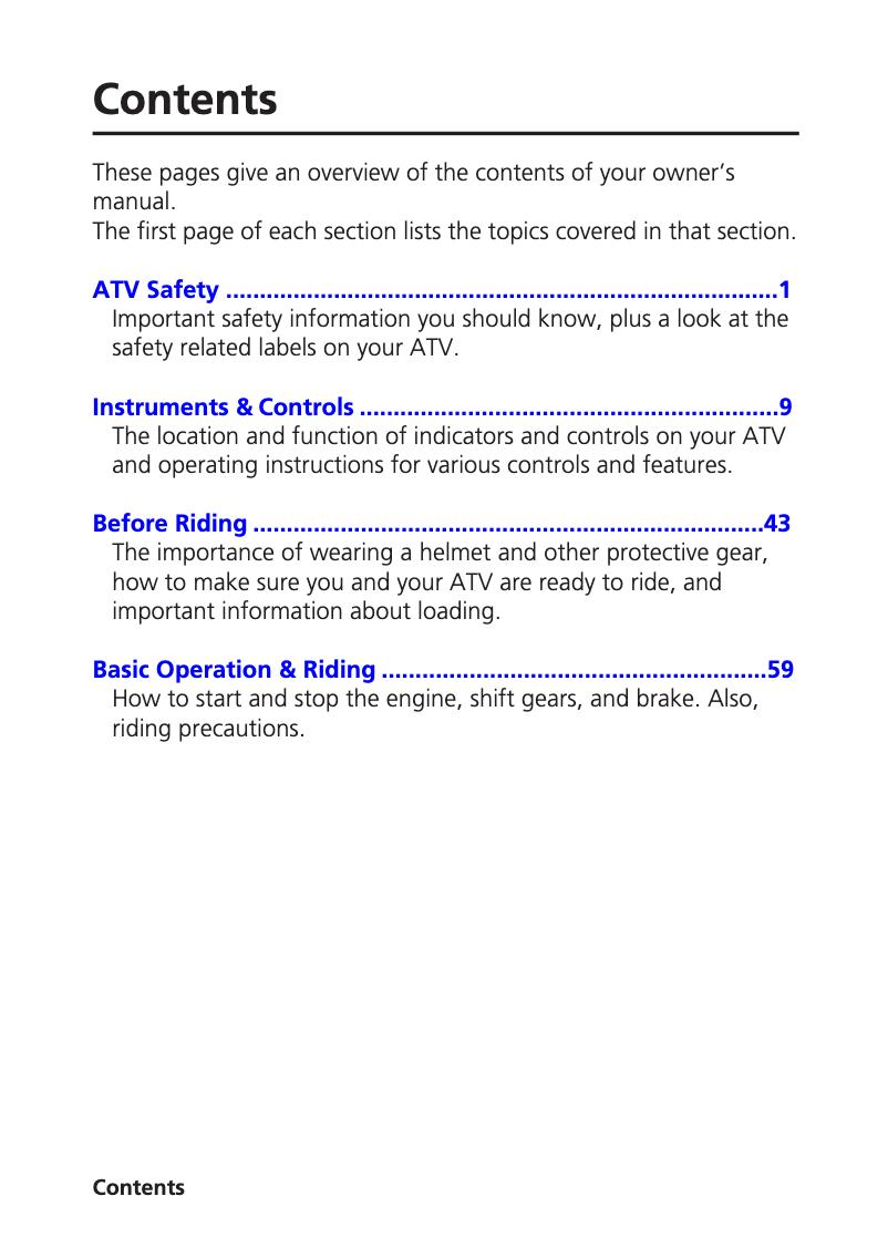 Image de la première page du manuel de l'appareil FourTrax Rincon TRX680FAE (2014)