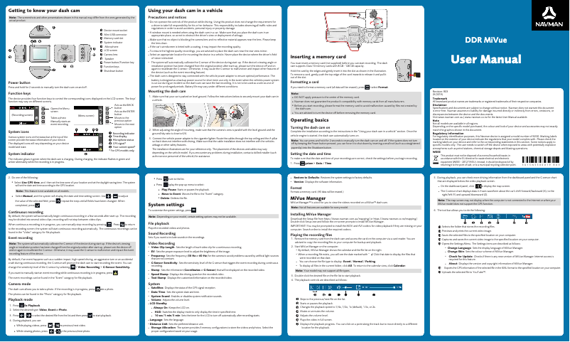 Page 1 de la notice Manuel utilisateur Navman MiVue 710