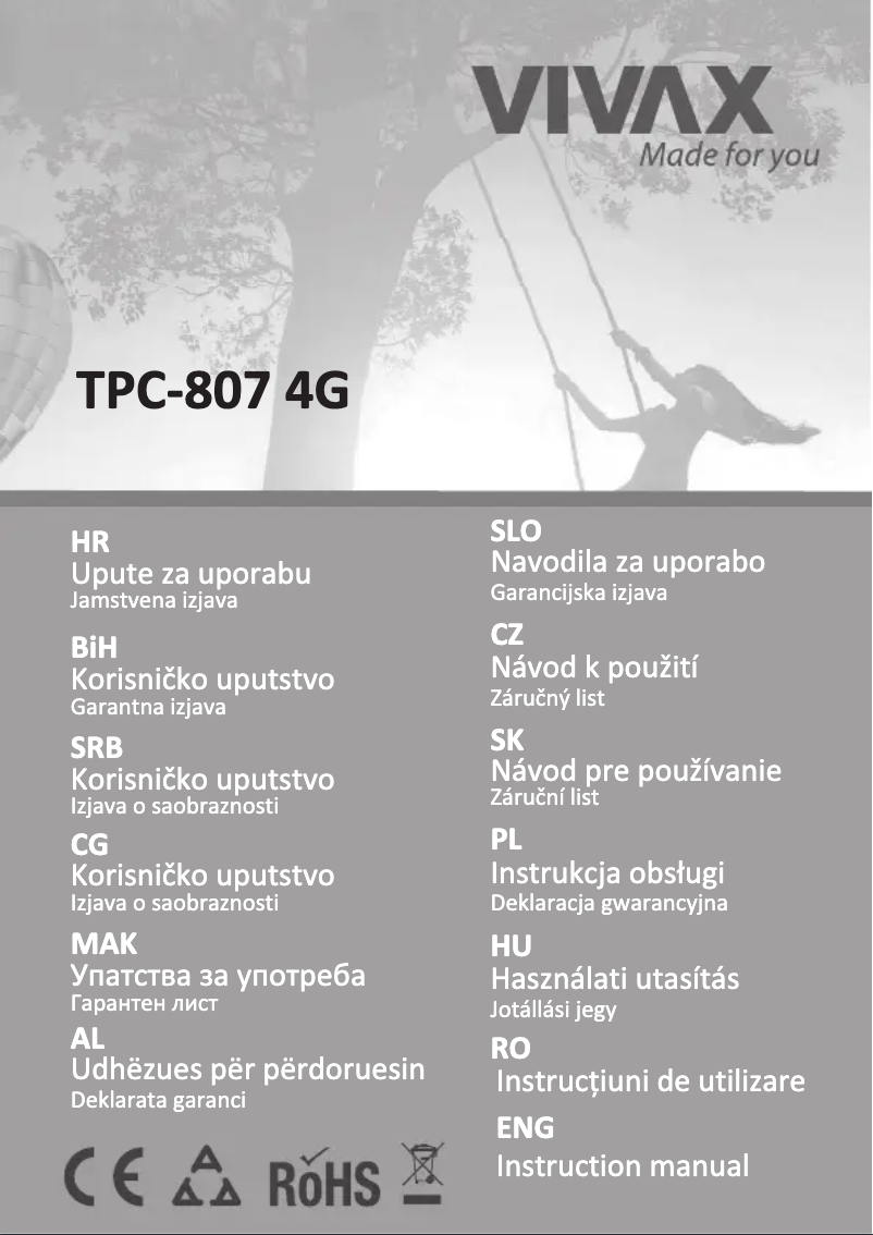 Page n°1 - Manuel utilisateur Vivax TPC-807