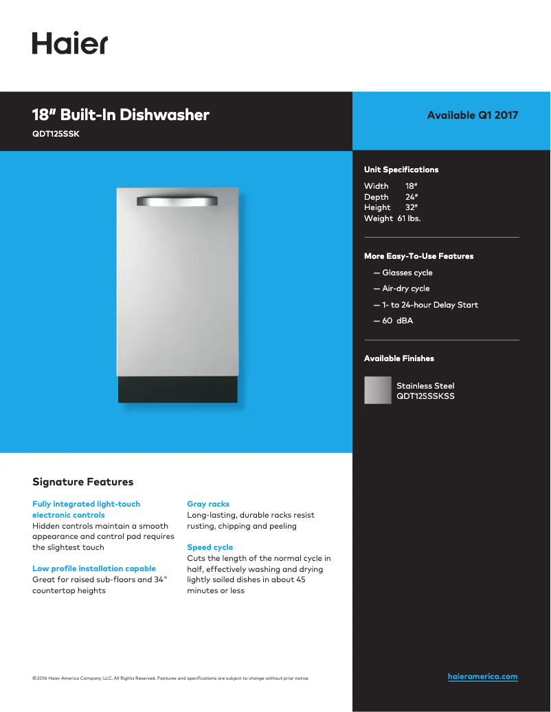 Image de la première page du manuel de l'appareil QDT125SSKSS