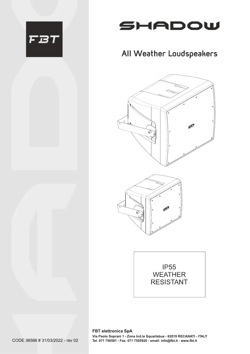 Page n°1 - Manuel utilisateur FBT SHADOW 114S T