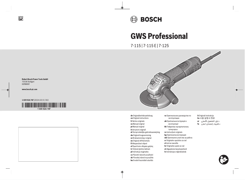 Page n°1 - Manuel utilisateur Bosch GWS 22-230 Professional