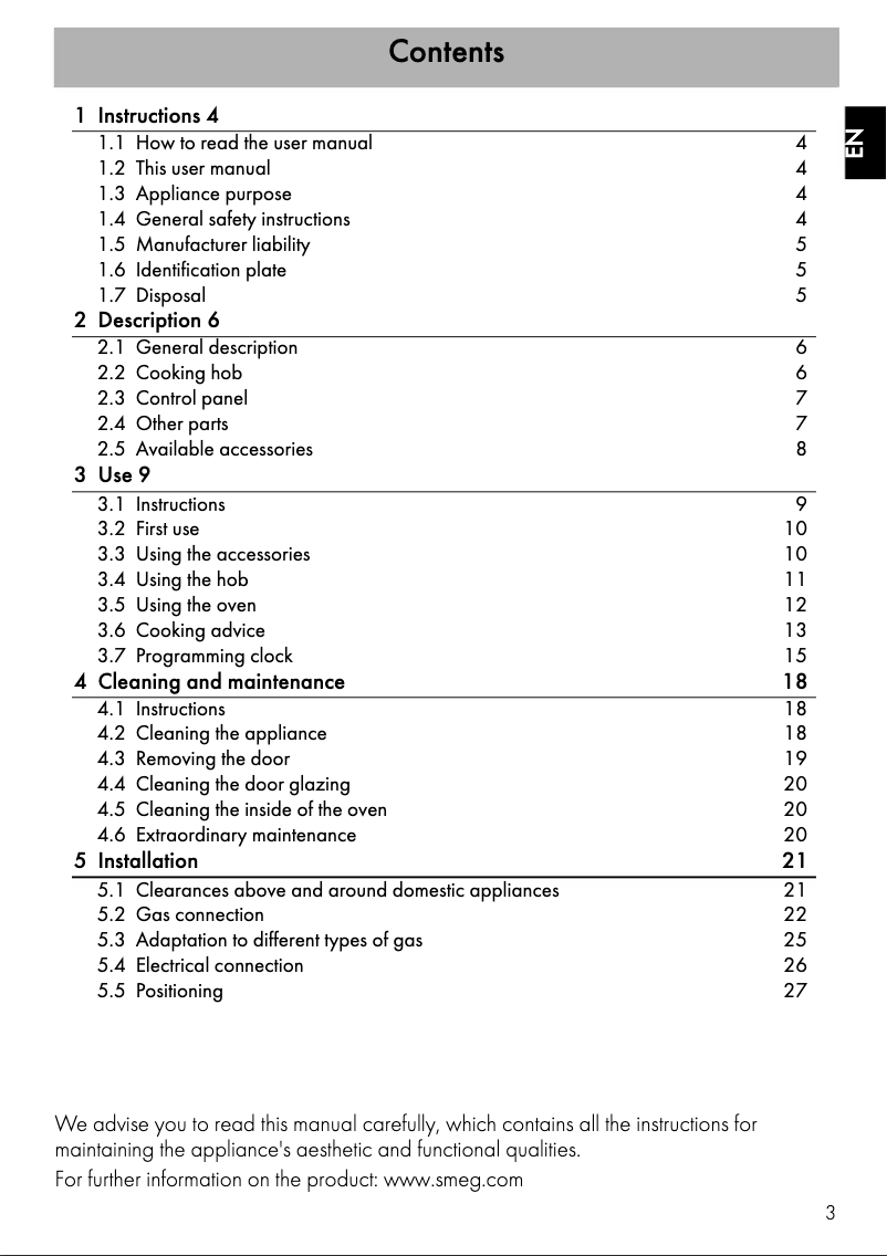Page n°1 - Manuel utilisateur Smeg TRA90P
