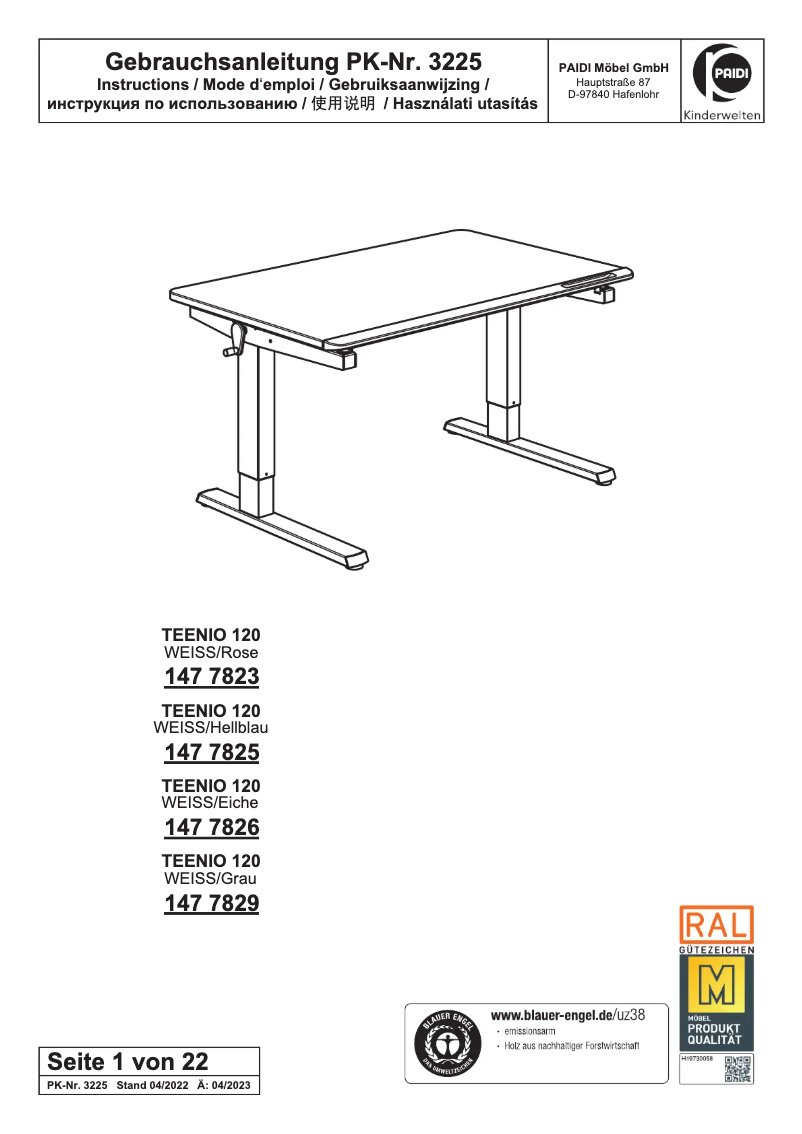Page n°1 - Manuel utilisateur Paidi Teenio