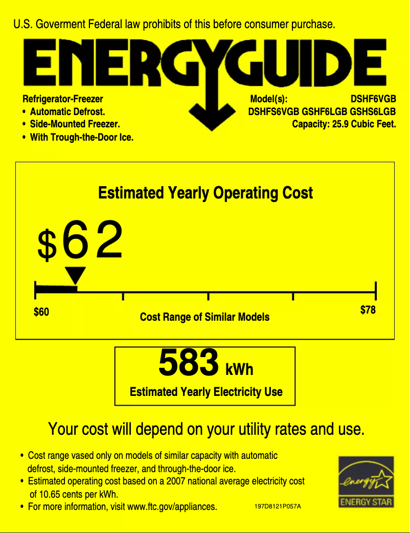 Page n°1 - Label énergétique Adora DSHF6VGBWW