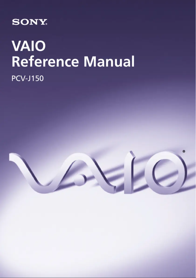 Page n°1 - Manuel utilisateur Sony Vaio PCV-J150