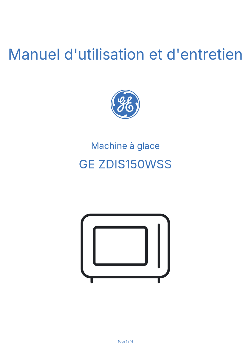 Image de la première page du manuel de l'appareil ZDIS150WSS