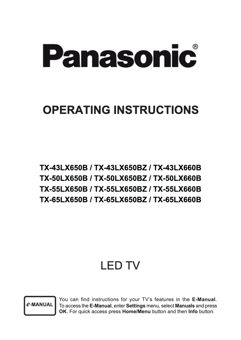 Page 1 de la notice Manuel utilisateur Panasonic TX-50LX650BZ