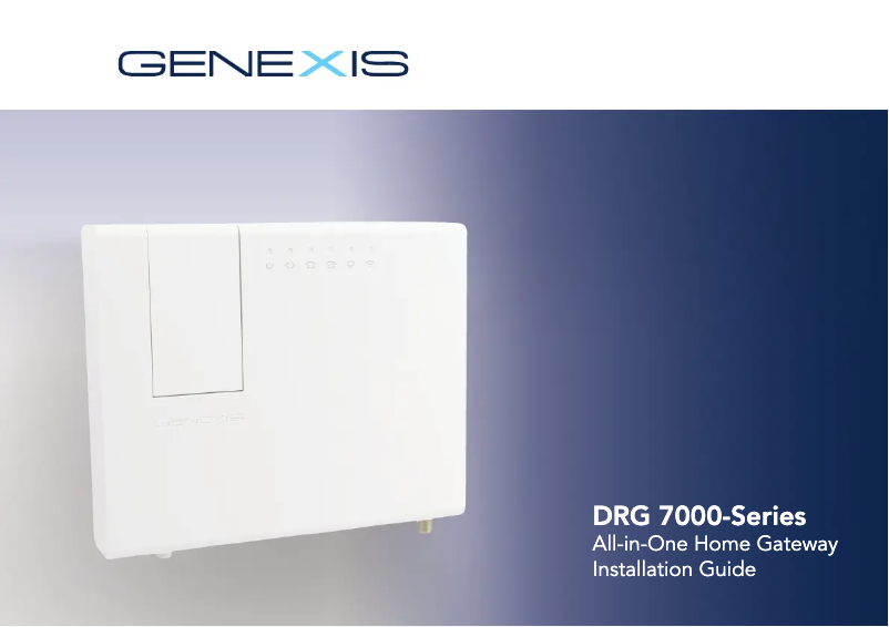 Page n°1 - Manuel utilisateur Genexis DRG 7000