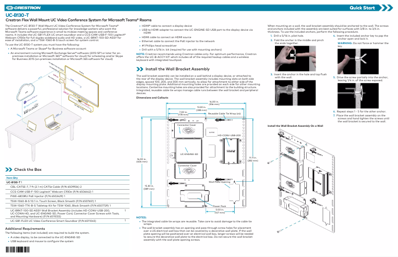 Page 1 de la notice Manuel utilisateur Crestron UC-B130-T