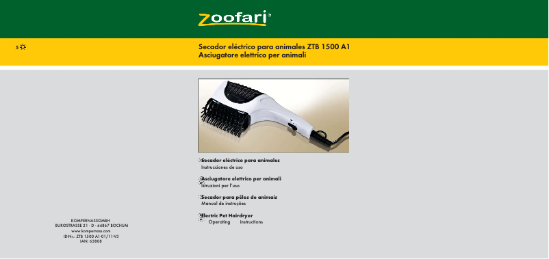 Página 1 del manual Manual de usuario Zoofari ZTB 1500 A1