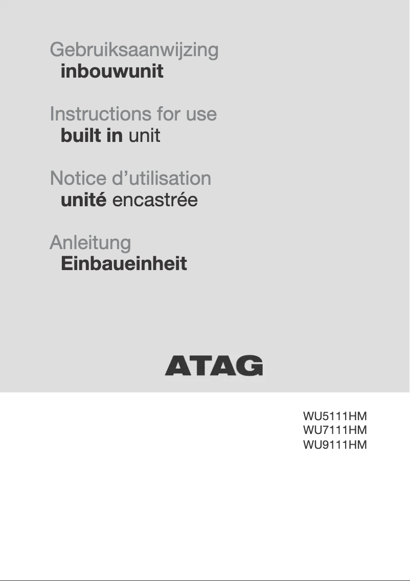 Page 1 de la notice Manuel utilisateur Atag WU7111HM
