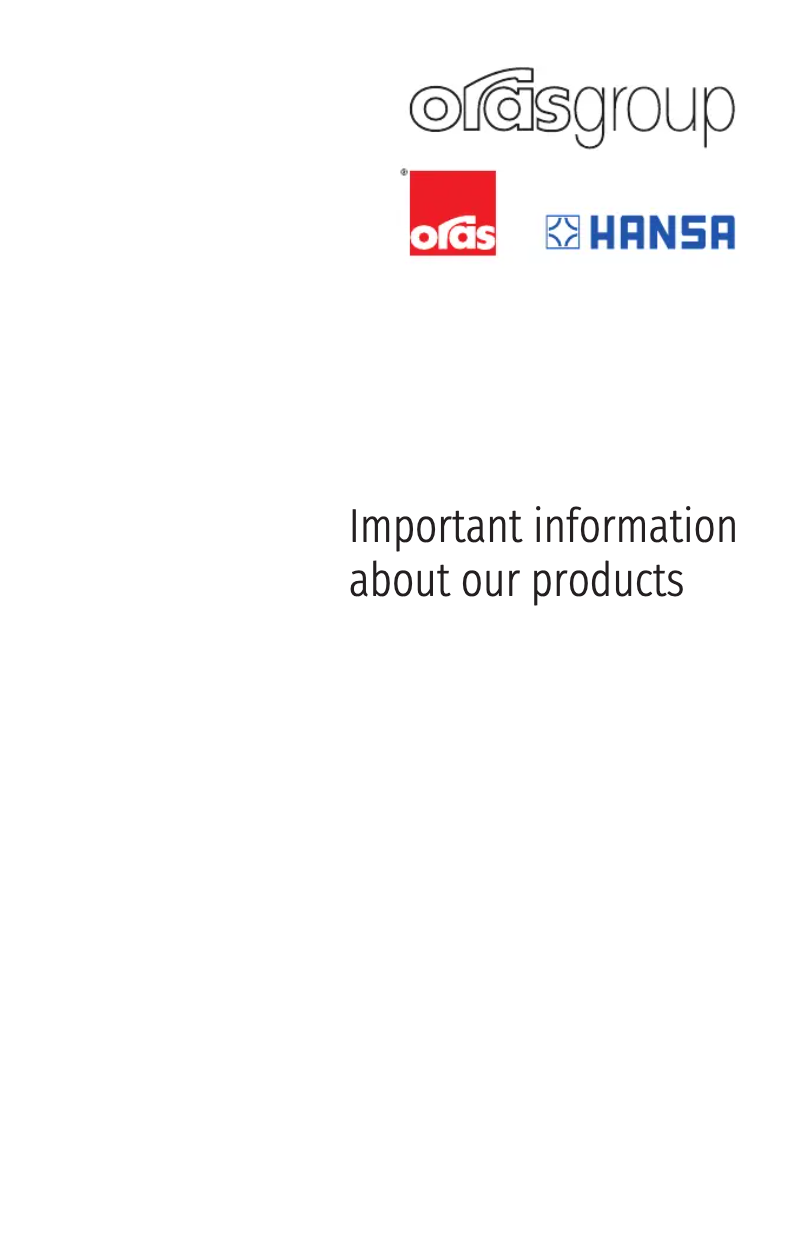 Page n°1 - Manuel utilisateur Oras Oramix 7264