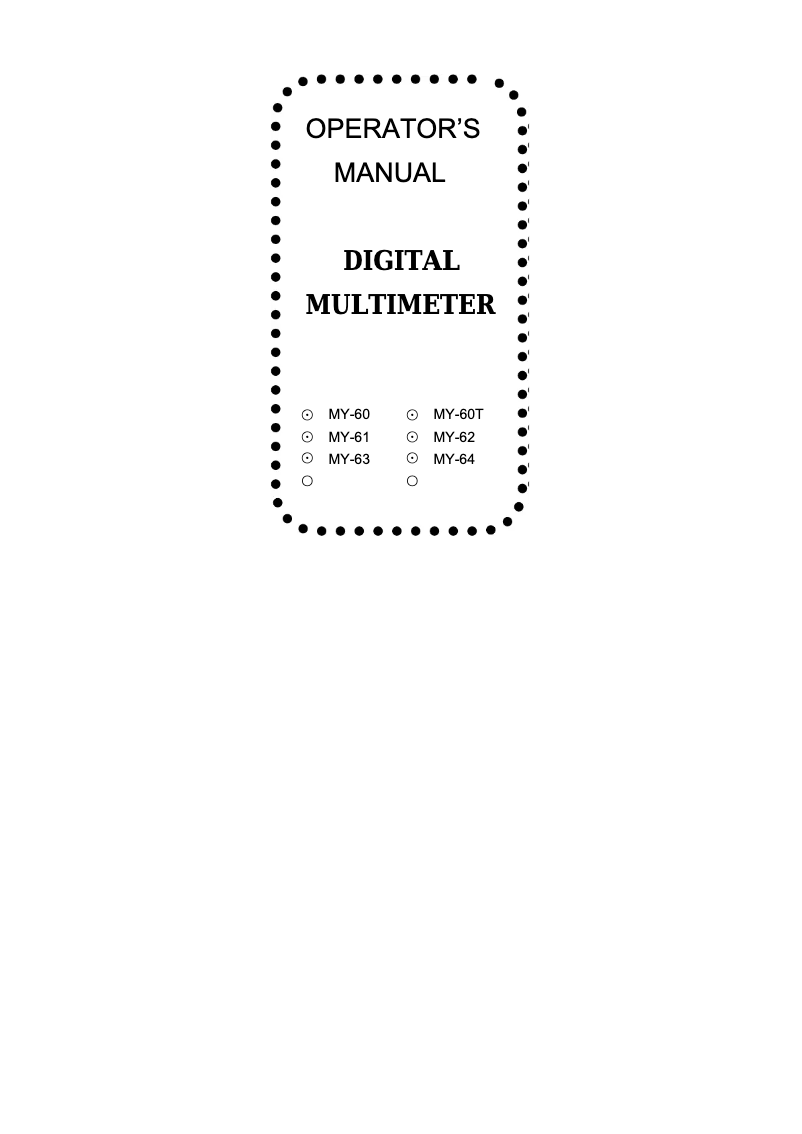 Page 1 de la notice Manuel utilisateur Mastech MY-62