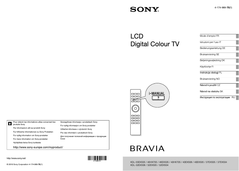 Página 1 del manual Manual de usuario Sony Bravia KDL-46EX505