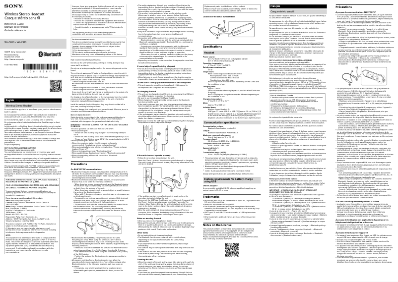 Image de la première page du manuel de l'appareil WI-C310