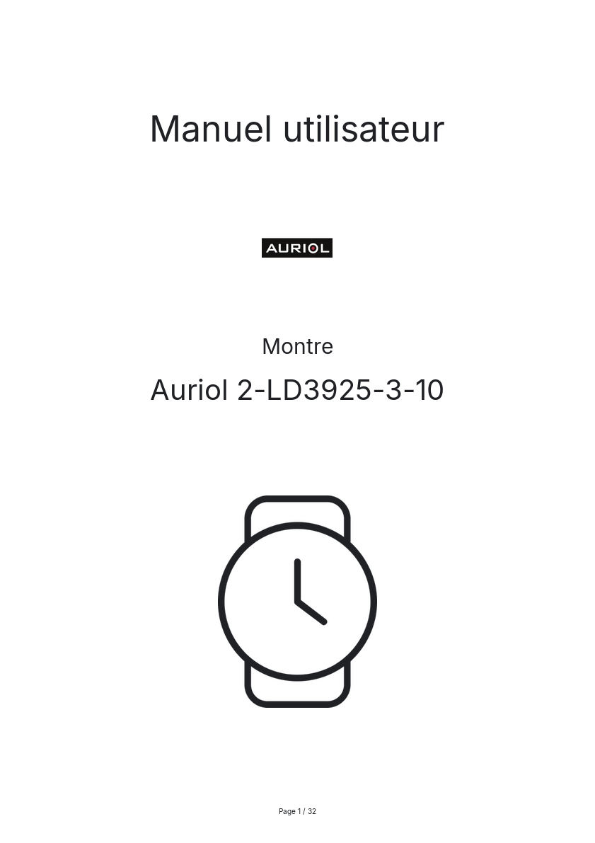 Page n°1 - Manuel utilisateur Auriol 2-LD3925-3-10