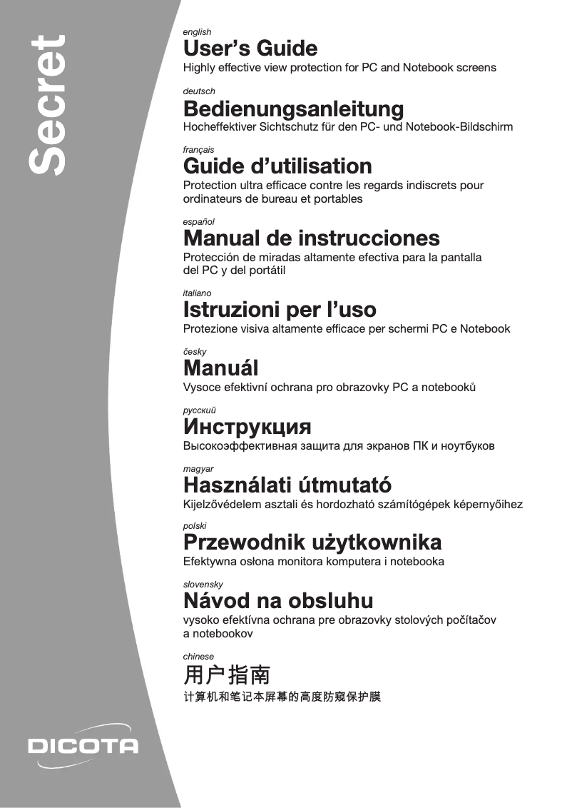 Page 1 de la notice Manuel utilisateur Dicota D30128