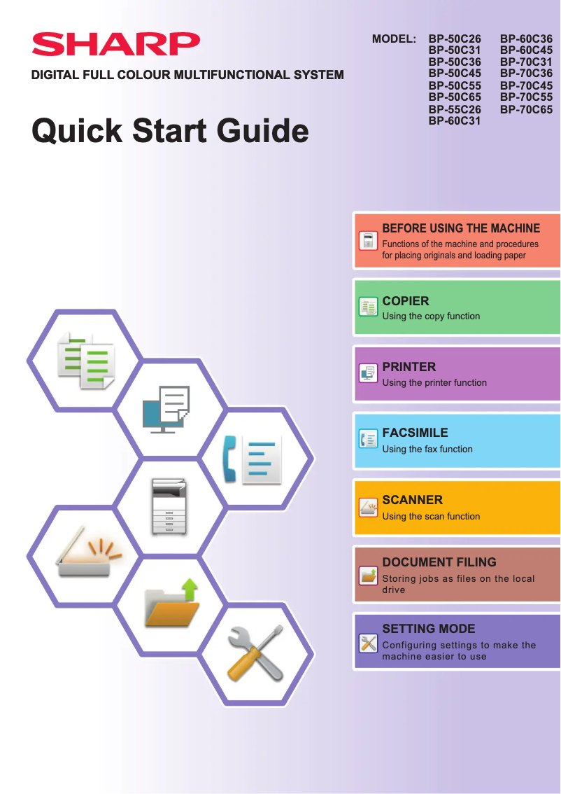 Page n°1 - Guide de démarrage rapide Sharp BP-55C26