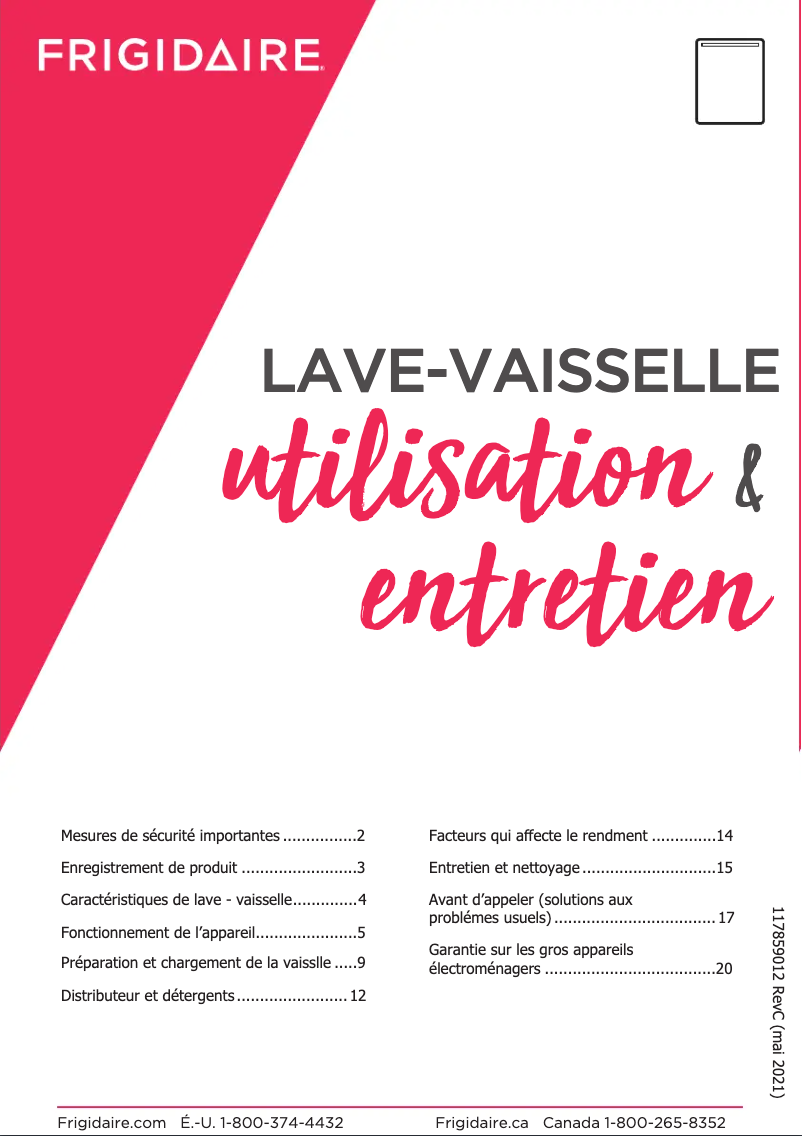 Page n°1 - Manuel utilisateur Frigidaire FDSR4501AP