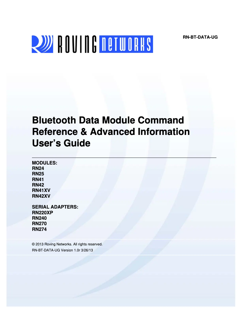 Imagen de la primera página del manual del dispositivo RN42XV
