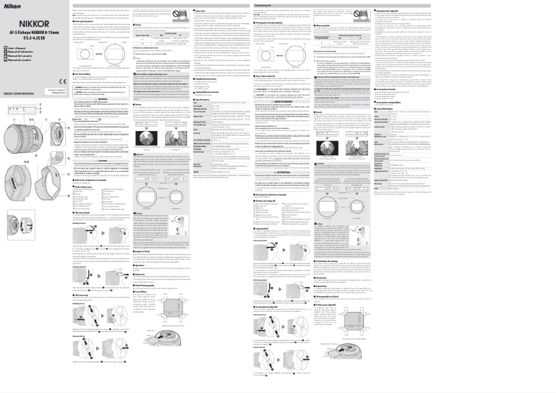 Page 1 de la notice Manuel utilisateur Nikon AF-S Fisheye NIKKOR 8-15mm f